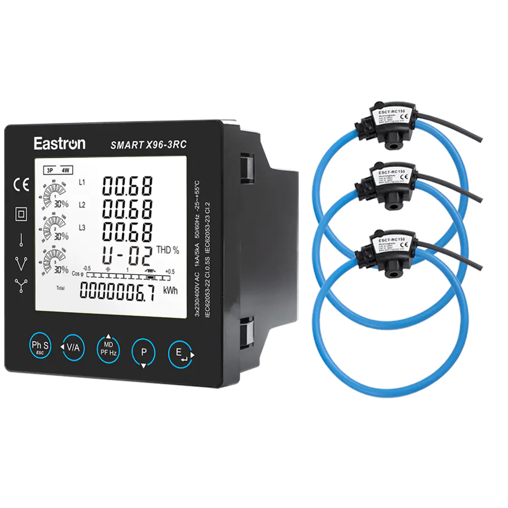 rogowski-coils-connected-three-phase-multi-function-panel-meters-for-electricity-distribution-eastron-smart-x96-3rc-1