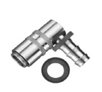 Shut-off coupling, with valve, 90° angled