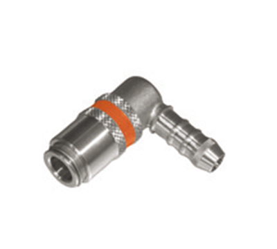 Rapid coupling, open flow, 90° angled