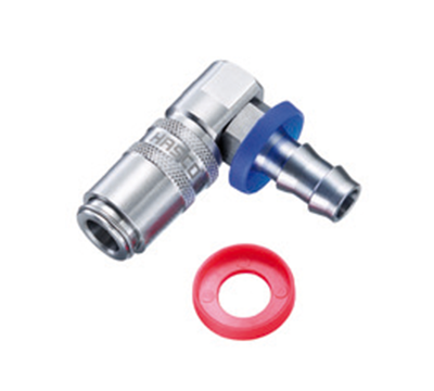 Rapid coupling, Stainless Steel, open flow, 90° angled