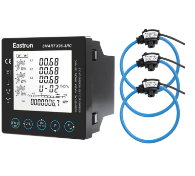 Rogowski Coils Connected Three Phase Multi-function Panel Meters For Electricity Distribution Eastron Smart X96-3RC