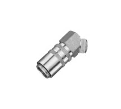 Shut-off coupling, with valve, 45° angled